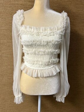 Mele E Pere Top Womens Small Ivory Mesh